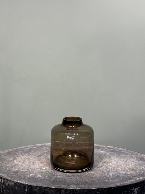Dutz vaas donker bruin glas